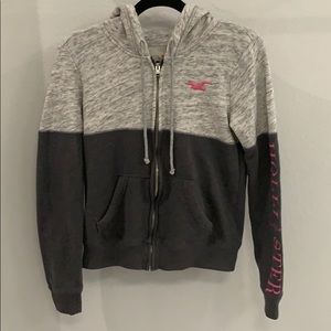 Hollister full zip grey hooded sweatshirt